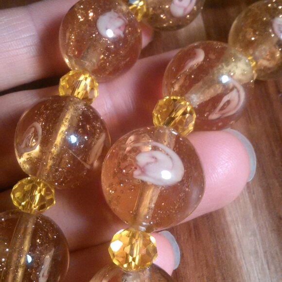 Champagne Color Murano Style Silvertone Necklace - Picture 14 of 15